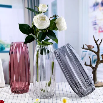 Jednoduché Geometrické Európsky Vertikálny Sklenené Vázy Priehľadná Farba Moderné Vázy Lily Obývacia Izba Kvet Usporiadanie
