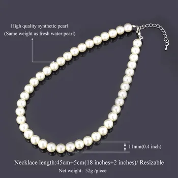 Simulované Pearl Náhrdelníky Ženy Kvalitné 11 MM Biela / Čierna Simulované Perly Šperky 45CM+5CM Nový Módny Náhrdelník N996