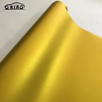 Matt Kovové Zlato Vinylové Samolepiace Zlatý Matný Chróm Car Wrap Fólia s odvzdušňovací Bubliny