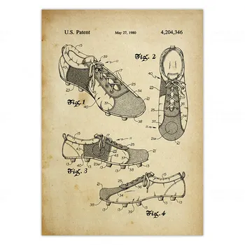 Futbalové Umenie Patent Plagáty Zaklínit Soccer Cieľom Loptu Futbal Wall Art Športové Dekor Futbal Darčeky Futbal Vintage Obrázok Plátno Tlačiť