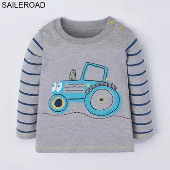 SAILEROAD Cartoon Vozidla Traktory Deti Chlapca Dlhý Rukáv T Shirt Jar Bavlna Baby detský Tees T-Shirts Dieťa Chlapcov, Oblečenie