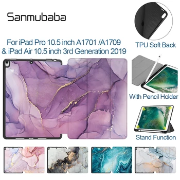 Sanmubaba Mramoru puzdro Pre iPad Pro Air 10.5 palcový 3. Gen Mäkké TPU +PU Kože Flip Smart funda Prípad Tabletu S Ceruzkou Držiteľ