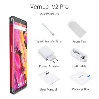 Vernee V2 Pro 4G Mobilný Telefón, Vodotesný IP68 FHD+ 2160*1080p Tvár ID 6GB+64GB 21MP+5MP 13MP+5MP 4 Kamery 6200mAh Robustný Telefón
