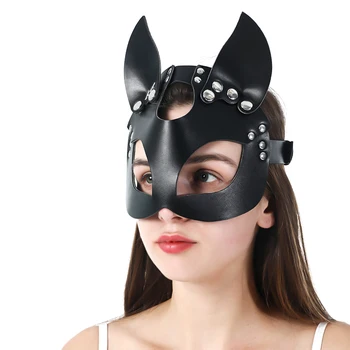 Fullyoung Kožené Punk Sexy Maska Pre Ženy, Bdsm, Fetiš Black Pol Oči Masky Halloween Karneval Party Catwoman Cosplay Maska