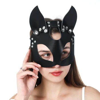 Fullyoung Kožené Punk Sexy Maska Pre Ženy, Bdsm, Fetiš Black Pol Oči Masky Halloween Karneval Party Catwoman Cosplay Maska
