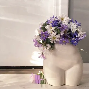 Nordic Telo Umenie Dievča Zadok Vázy Keramické Kvetináče Žena Kvet Vložiť Ploche Zaujímavé Nordic Domova Darček Biela Vázy