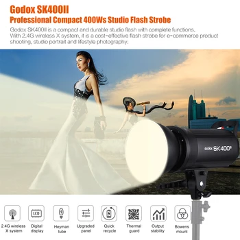 Godox SK400II Profesionálny Kompaktný 400Ws Photo Studio Flash Strobe Svetlo Zabudované v Godox 2.4 G Bezdrôtový X Systém GN65 5600K