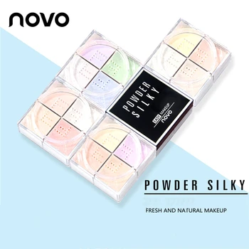 4 Farebné Hladký Matný Loose Powder Kompaktný Tvár Bielenie Pokožky Povrch Transparentný Make-Up, Kozmetické Nadácie Nastaviť Dokončovacie Prášok