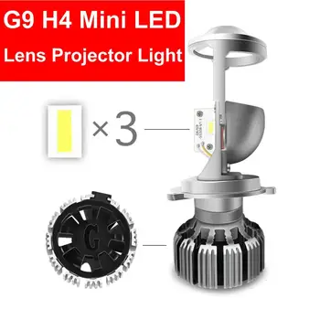 1 NASTAVTE H4 G9 LED Hi-Low MINI Projektor Objektív Svetlometu Auto Jasné, Duálny Lúč Turbo Ventilátor 12V 5500K Č Astigmatické Problém 35W 6000LM