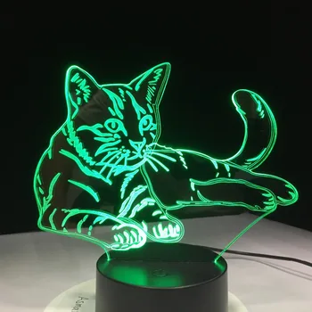 7 Farebné Mačka 3D Lampy, Akryl LED Nočné Svetlo USB Dotykový Snímač Svetla Deti Roztomilý Nočné Lampy, Spálňa Svetlo Deti Darčeky
