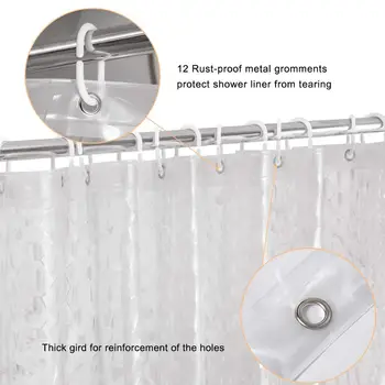 UFRIDAY Nepremokavé Sprchový Záves PEVA Semi Transparentné Sprchový Záves pre Kúpeľňa čistej Vody, Kocka Vaňa Záves s Magnety