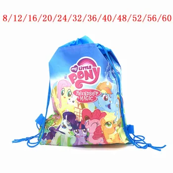 8Pcs/60Pcs Môj Malý Pony netkanej Textílie Šnúrkou Batoh Strana navrhne Deti, Dievčatá, Školské tašky Darček k Narodeninám Skladovanie Tašky
