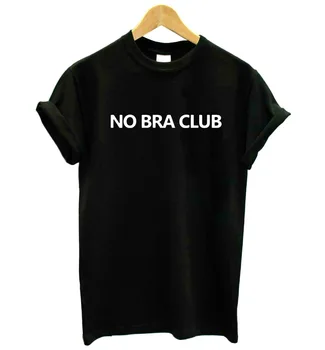 ŽIADNA PODPRSENKA KLUB Listov Tlač Ženy tričko Bavlna Bežné Vtipné tričko Pre Lady Dievča Top Tee Lumbálna Tumblr Kvapka Loď F548