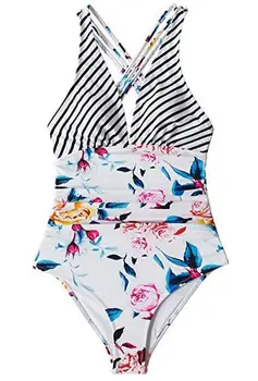 2021 Nové Koberčeky Tlač tvaru Sexy Multicolor jednodielne Dámske Otvoriť Späť Plavky Kúpacie Obleky Plavky Ženy