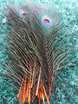 Veľkoobchod 50pcs/veľa 25~30 cm farbené a fialová Prírodné Páva Perie na predaj ozdobné perie