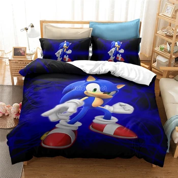 Bytový Textil 3D Sonic The Hedgehog Tlač posteľná bielizeň Nastaviť Deti Bavlna Cartoon Obliečky Kryt Nastaví Twin Plný Kráľovná Kráľ Doprava Zadarmo
