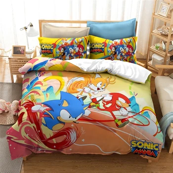 Bytový Textil 3D Sonic The Hedgehog Tlač posteľná bielizeň Nastaviť Deti Bavlna Cartoon Obliečky Kryt Nastaví Twin Plný Kráľovná Kráľ Doprava Zadarmo