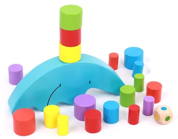 Vzdelávacie Dreva Mesiac Vyváženie Hry Bloky Darček Baby Hračky farebné deti diy hračka stavebné bloky WYQ
