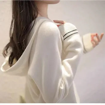 Nové dámske kapucňou sveter voľné klesnutie tričko 2020 na jar a na jeseň krátke tvaru sveter vlna hoodie
