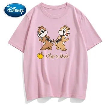 Disney T-Shirt Sladké Chip 'n Dale Cartoon Alvin List Tlač Páry Unisex Ženy T-Shirt Krátkym Rukávom O-Krku Topy 6 Farieb