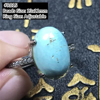 13mm Prírodné Modré Turquoises Krúžok Šperky Ženy Lady Človeka Darom Lásky Striebro Kryštál Korálikov, drahých kameňov, Nastaviteľný Krúžok Šperky AAAAA