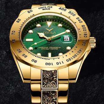 Značka ONOLA klasické módne luxusné retro nehrdzavejúcej ocele pánske hodinky vysokej kvality zlaté hodinky mužov
