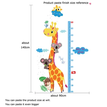 Deti hoogte grafiek muursticke Stenu, Nálepky DIY domáce Dekorácie detská izba interieur giraf výška Pravítko zvierat nálepky Obtlačky