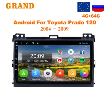 GRAND 2 Din autorádia Android 10 Pre Toyota Pôdy Cruiser Prado 120 2004 - 2009 GPS Navigácie Multimediálny Prehrávač Octa-Core 4G RDS