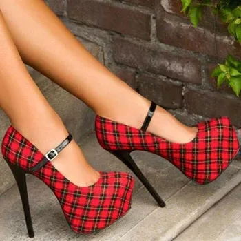 Fghgf 16 cm jediné topánky s vysokými ženy, niektoré čierne a červené plátno, moderný a sexy žien čerpadlá topánky