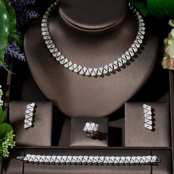 HIBRIDE Najnovšie Nové Módne Geometrický Dizajn Afriky Šperky Set Nigérijský Svadobný Náhrdelník Náušnice Nastaviť accessoire femme N-1395