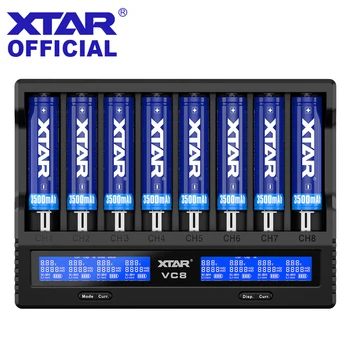 XTAR 18650 Batérie, Nabíjačky VC8=VC4+VC4S QC3.0 Rýchlo Nabíjačky Typ C Nabíjanie LCD Displej USB Nabíjačku Pre 21700 20700 18650 Batérie