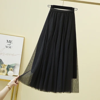 DIMANAF 2021 Plus Veľkosť Ženy Sukne Elastické Vysoký Pás Lete Oka Šaty Základné Sexy Party Nadrozmerná Jar Japonské Čierne Sukne