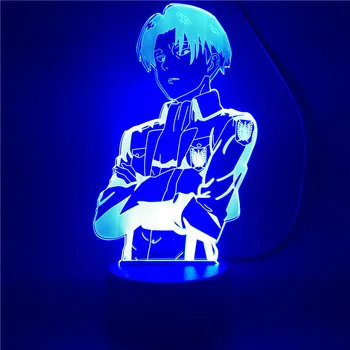 Anime Nočné Svetlo Útok na Titan Kapitán Levi Ackermana Obrázok 3d Svetlo stolná Lampa pre Domáce Izba Dekor Cool Kluk Dieťa Darčeky, Hračky