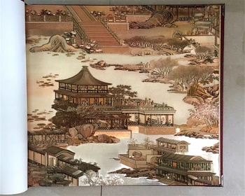 Beibehang Klasické módne verandu krajinomaľbou zlatej fólie gold hotel klasické Čínske dekorácie abstraktných de parede tapety