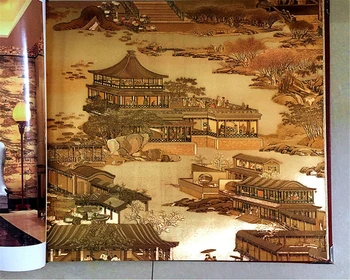 Beibehang Klasické módne verandu krajinomaľbou zlatej fólie gold hotel klasické Čínske dekorácie abstraktných de parede tapety