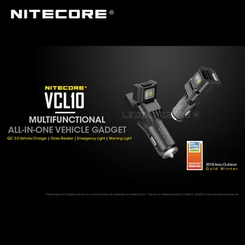 2018 Ázia Vonkajšie Zlato Víťaz NITECORE VCL10 Multifunkčné Všetko-v-jednom Vozidle Mini Nabíjačka/ Núdzové Svetlo/ Výstražné Svetlo