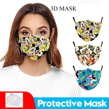 1 KS Mickey Minnie Maska pre Dospelých Disney Kreslené Vzor Tváre Ochranné Anti-prach, Vianoce, Nový Štýl Maska Umývateľný s 2 Filtre