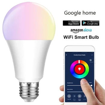 E27 E26 B22 RGBW Smart LED Žiarovka 7W WiFi IOS Android Amazon Alexa Google Lampa AC85-265V