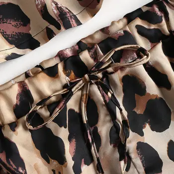 2 KS Nových Exotických Oblečenie, Módne Ženy Satin Nightgown Sleepwear ženy Sexy leopard Pyžamo Sady Bielizeň, Odev