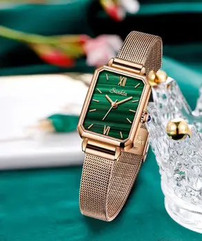 SUNKTA Luxusné Značky lady Módne Hodinky Ženy Šaty Sledovať Rose Gold Nepremokavé Námestie Hodinky Žena náramkové hodinky z Nerezovej Ocele