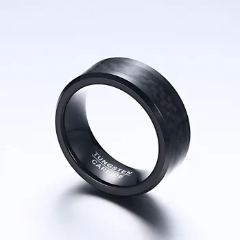 Vnox Základné Black Karbid Volfrámu Prstene pre Mužov 8mm Svadobné Kapely Muž Šperky