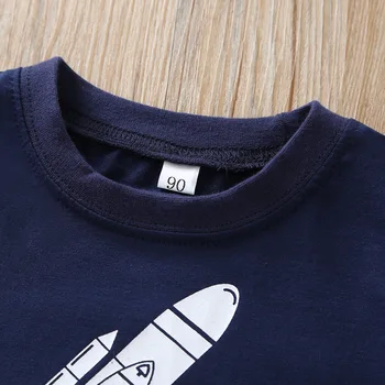 2020 Deti Módne Oblečenie Baby Boy Dievčatá, Unisex Oblečenie Nastaviť Cartoon Nasa Univers Rakety Vytlačené T-shirt Topy Šortky Nastaviť Oblečenie