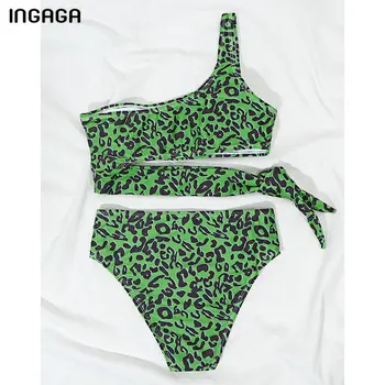 INGAGA Vysoký Pás Dvojdielnych Plaviek Leopard Plavky Ženy Rameno plavky Vysokej Nohe Biquini Plaviek Luk Plávať Oblek