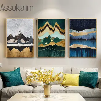 Abstrakt Mountain Plátno Maľovanie Plagátu Nordic Minimalistický Plagáty A Vytlačí Krajiny Výzdoba Domov Nástenné Maľby Pre Spálne