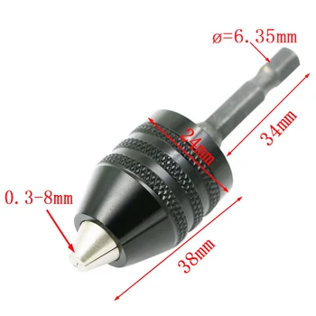 URANN 1Pcs Mini 0.3-8mm Multi Hliníkové Vŕtať Chuck Collet pre Dremel Brúska Hriadeľ Rotačný Nástroj Príslušenstvo Spp 1/4 (6.35 mm)