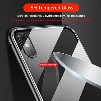 Luxusné obojstranný sklo Kovové Magnetické puzdro pre iPhone XS MAX XR X 7 8 Plus Telefón Prípade Magnet Pokrytie 360 Plnú Ochranu shell