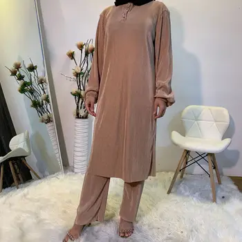 2 Kus Ženy Moslimských Sady Hidžáb Dubaj Abaya Turecko Malajzia Islamské Modlitby Oblečenie Turecké Nohavice Vyhovovali Musulman Komplety