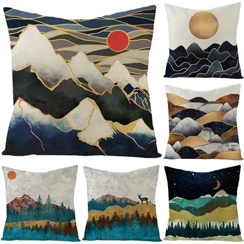 Japonský Abstraktné krajinomaľbou Série Bielizeň Dekoratívny Vankúš Vankúše na Pohovke Pillowcover Dekoratívne