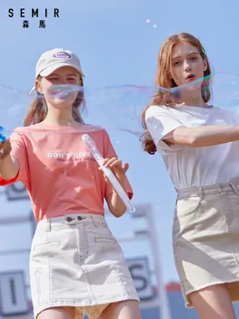 SEMIR Ženy bavlna krátky rukáv T-shirt 2020 lete nové voľné o krk módny trend pohodlné, priedušné, T košele pre ženy