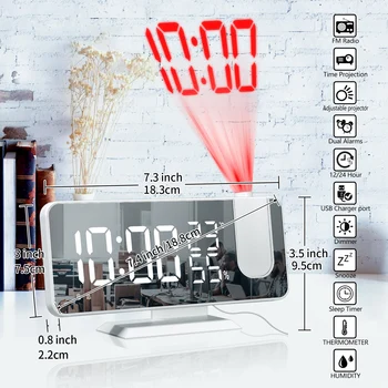LED Digitálny Budík Sledovať Tabuľka Elektronické Ploche Hodiny USB Wake Up FM Rádio Čas Projektor Spánok часы электронные